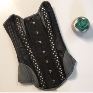 Hourglass Corsetey leather stud lace up corset Heavy duty Corset